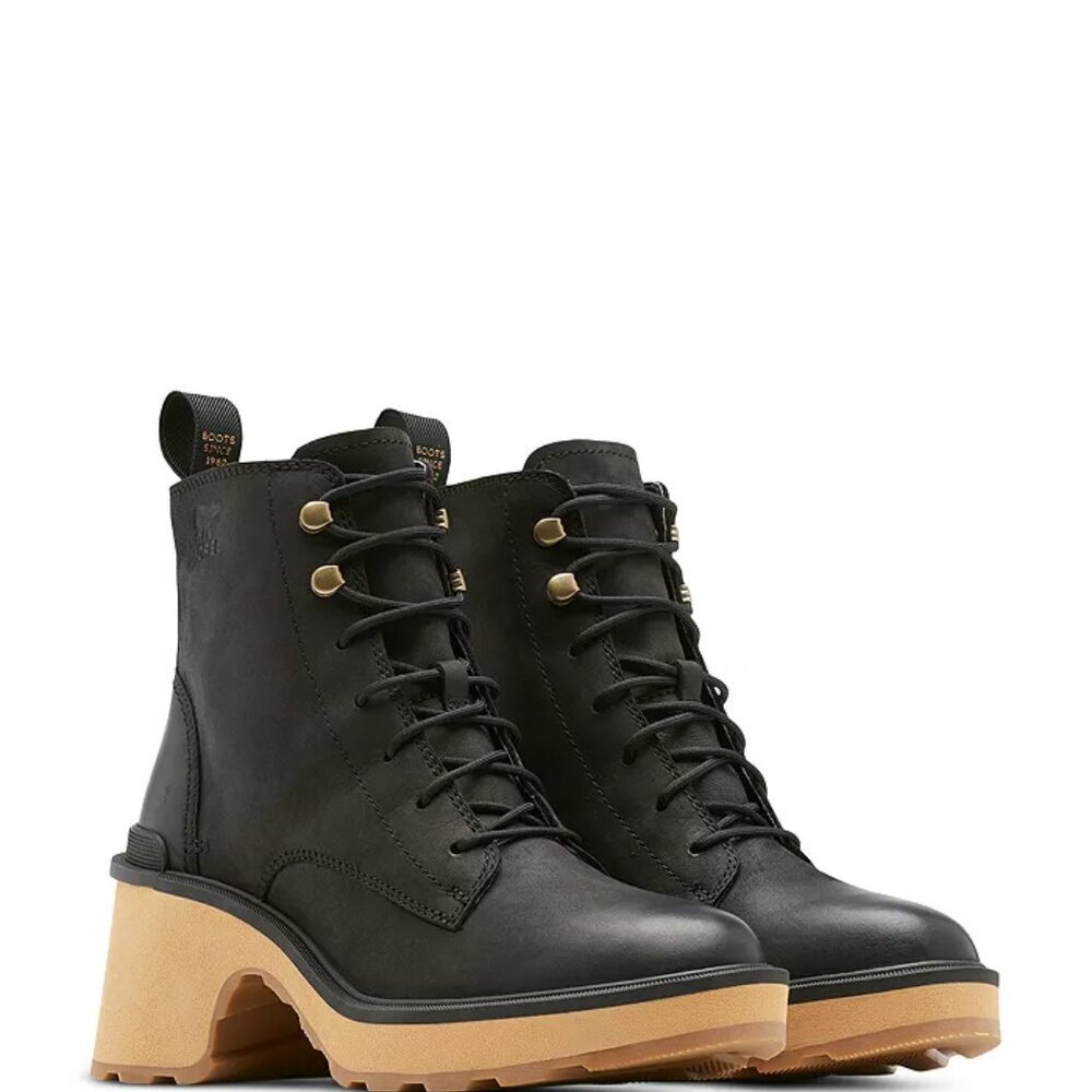 Sorel Women's Black Hi-Line Heel Lace Up Booties. Sz: 7.5